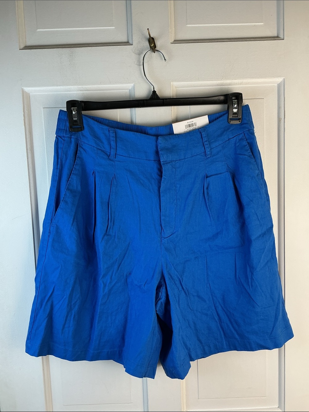 INC Bermuda Shorts Womens 12 Blue Linen Blend High Rise NWT